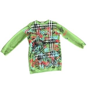 Burberry Girls Graffiti Sweatshirt Dress in Green Size 12